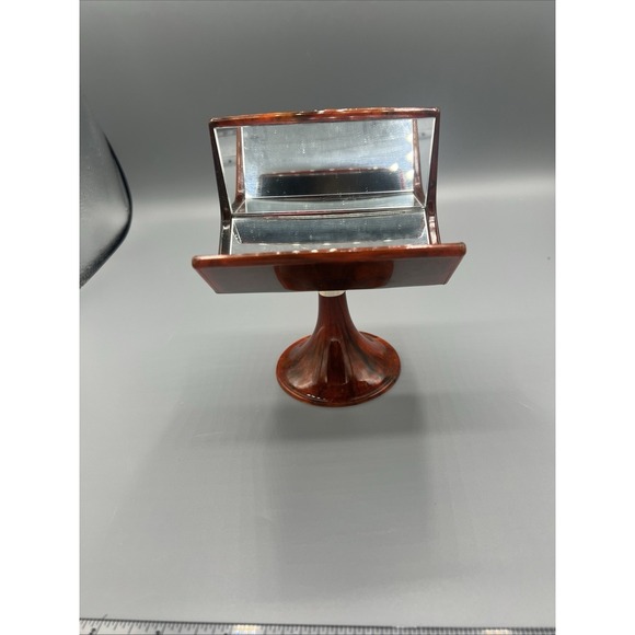 1970s–80s Vintage Tortoise Triple Mirror – Adjustable Vanity Makeup Decor EUC - Picture 3 of 11